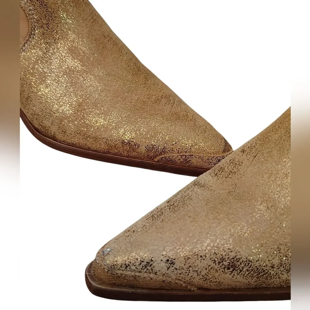 Free People Jackson West Sock Gold Metallic Western Leather Boot - Picture 4 of 11